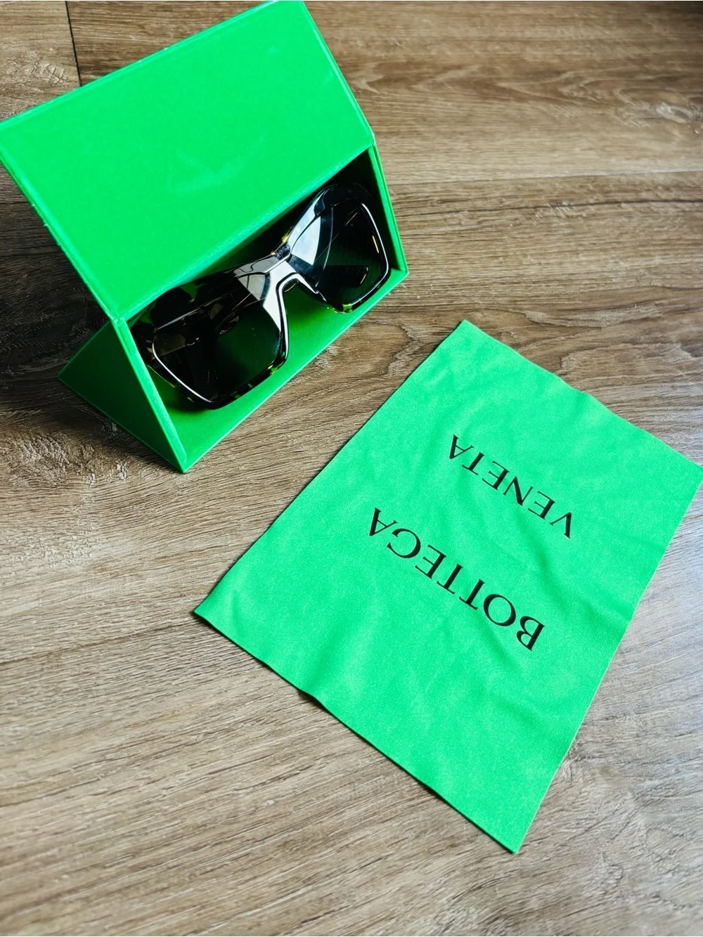 Bottega Veneta Black and Gold Tortoiseshell Sunglasses Arm